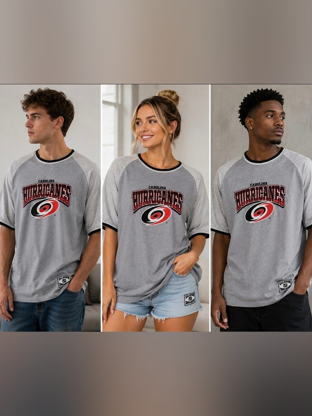 Carolina Hurricanes NHL Gray Raglan T-Shirt by Calhoun Sportswear